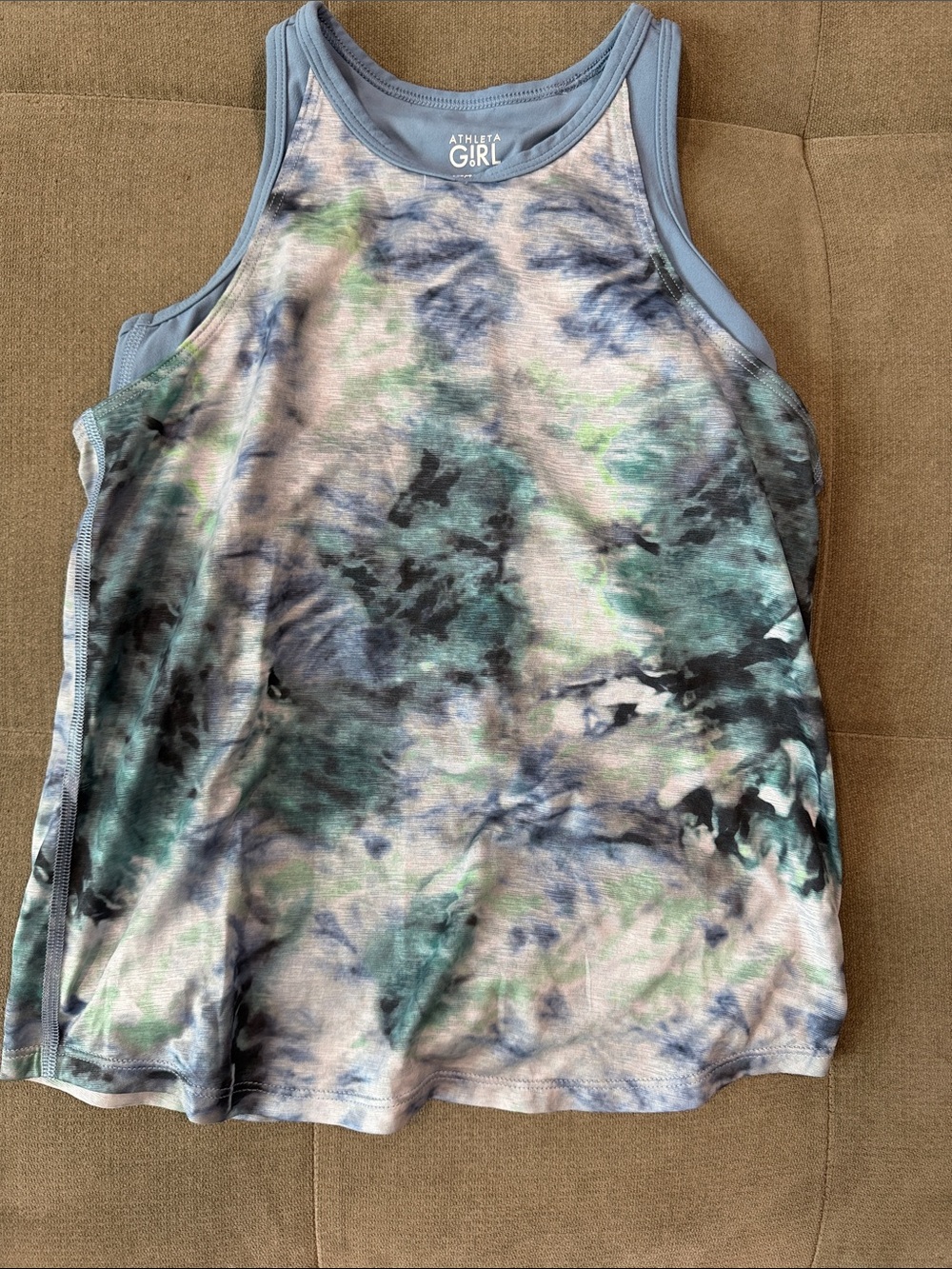 Athleta Girl Blue and Green Tie-Dye Tank
